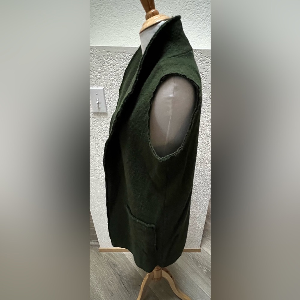 Tahari Forest Green Wool Blend Duster Long Vest and Long - Picture 5 of 10